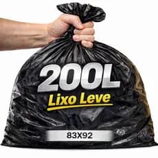 100 Unid. Saco de Lixo 200 Litros para Lixo Leve Tamanho 83X92 Uso Diário Residencial e Comercial