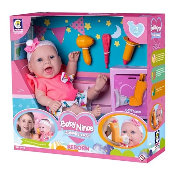 Boneca Baby Ninos Cuidar E Amar - Reborn - Cotiplas 2498