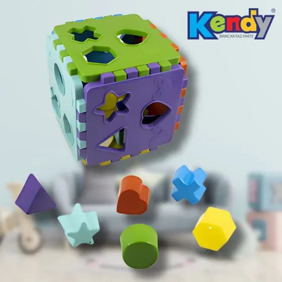 Brinquedo Cubo Educativo Educa Mais com Formas Geométricas e Cores Divertidas