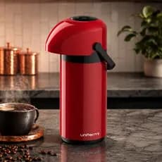 Garrafa Térmica café 1 Litro Verona Unitermi Pressão inox Alça Ampola Vidro Chá Água Chimarrão Leite