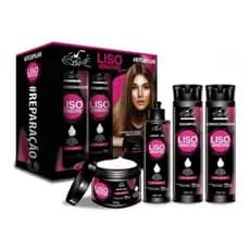 Kit Hidratação Capilar Diminui o Volume dos Cabelos Liso Obrigatório Belkit  com 4 itens