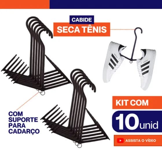 Kit 10 Unidades Varal Seca Tênis Sapato Sapatilha Cabide para Calçados