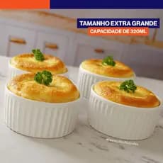 Kit Bowl Porcelana Cumbuca Extra Grande 320ml Ramequim para Porção Caldos Molhos Apto Forno Freezer