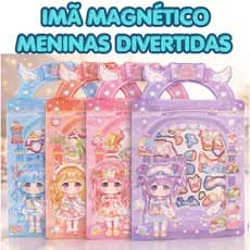 Brinquedo Menina Magnética Infantil–Bonecas com Roupinhas para Montar Looks Anime Gruda na Geladeira