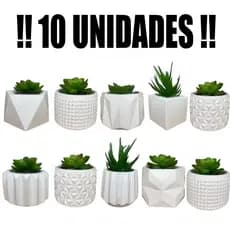 Kit 10/4 ou 2 Unidades Vaso Decorativo de Gesso Texturizado Para Suculentas, Cactus e Plantas Artificiais ou Naturais
