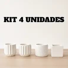 KIT 4 VASINHOS DECORATIVOS DE GESSO PARA CACTUS, PLANTAS ARTIFICIAIS DECORAÇÃO BANHEIRO COZINHA SALA LEMBRANCINHA MESA