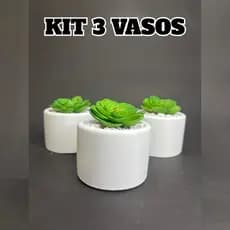 Kit 3 Vasos Decorativos de Gesso com Arranjos Decoração para Sala, Banheiro, Rack, Escritório, Quarto Estilo Moderno