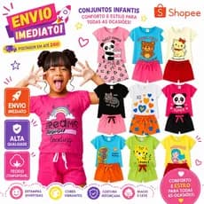 Conjunto Infantil Menina 8 e 6 Peças Roupa Infantil Menina Blusa Short Infantil Conjunto Menina