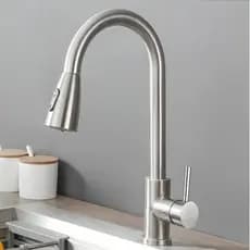 Torneira Para Cozinha Monocomando Extensível Pia Misturador Cinza Escovado