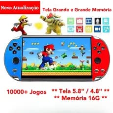64GB/16GB Videogame Portatil Tela 5.8" /4.8" +10000 Jogos Retro 16GB, Console de Mão Memoria Expansivel