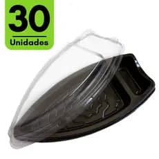 Kit 30 Barca Boat Descartável C/ Tampa Para Sushi Açaí - 31x15cm