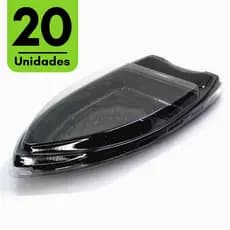 Kit 20 Barca Boat Descartável C/ Tampa Para Sushi Açaí - 41x20cm
