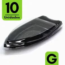 Kit 10 Barca Boat Descartável C/ Tampa Para Sushi Açaí - 41x20cm