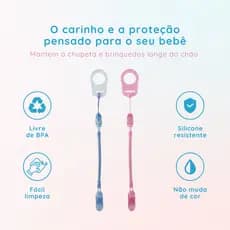Kit Prendedor Mola + Adaptador P/ Chupeta Sem Alça - Serve Para Mam Nuk - Silicone BPA Transparente