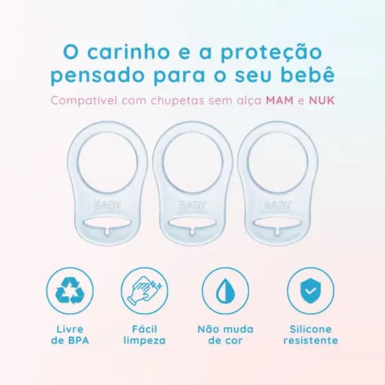 Kit Adaptador Para Chupeta Sem Alça - Serve Para Mam Nuk - Silicone BPA Transparente