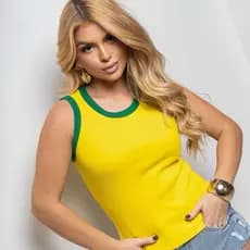 Regata do Brasil adulto feminino verde ou amarelo ou Kit 2 Regata do Brasil feminina verde e amarela copa do mundo