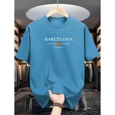 Camiseta Masculina Inspirada em Barcelona - Casual e Confortável 100% Algodão Camisa Estampada