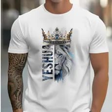 Camisa Camiseta Cristã Gospel Evangélica Yeshua Leão Camiseta Masculina 100% Algodão 30.1