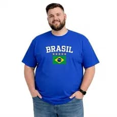 Camiseta Masculina Plus Size Brasil Copa Jogador 100% Algodão Varias Cores Casual Camisa