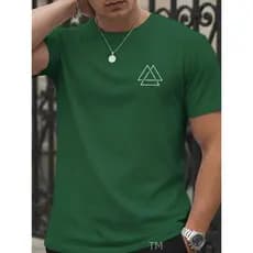 Camiseta Masculina 100% Algodão Premium Camisa Estampa Triângulos Streetwear Casual