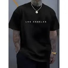 Camiseta Masculina Estampada 100% Algodão Los Angeles Camiseta Masculina Streetwear