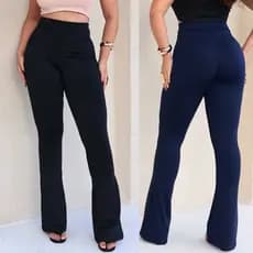 Calça Feminina Legging Flare Bailarina Cintura Alta Leg Suplex Power Lisa Grossa Zero Transparência