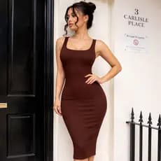 Vestido Midi Canelado Feminino Premium Modelagem Perfeita Luxo Casual
