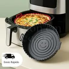 Forma Silicone Air Fryer Redonda Antiaderente 20cm x 05cm  Reutilizável Prática com Alça