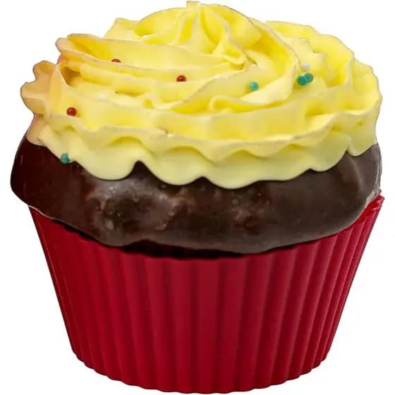 Kit com 6 Formas para Cupcakes de Silicone Vermelha Redonda - Antiaderente e Flexível