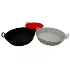 Forma De Silicone Airfryer 20cm Forro Protetor Antiaderente Reutilizável Redonda