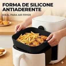 Forma De Silicone Quadrada Antiaderente Para Bolo, Tortas e Airfryer - 21 cm