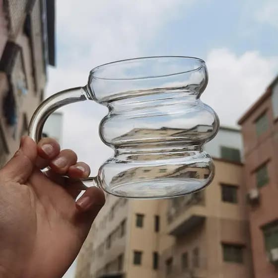Caneca De Vidro Borossilicato Cloud Gordinha 430ml Para Café Chá Capuccino Ideal para Presentear