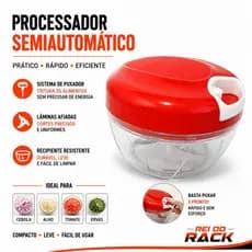 Triturador Manual de Alimentos 500ml Processador de Alimentos com Corda 3 Lâminas Multiuso para Cebola Alho Legumes