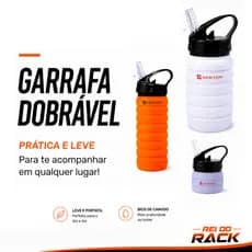 Garrafa Dobrável Retrátil Silicone 530ml Com Canudo Livre BPA Portátil Academia Viagem