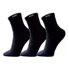 meias sport cano longo PRETA kit com 12 pares
