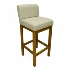Banqueta Alta Lucy Fixa em Veludo Decorativo Base em Madeira para Balcão Cozinha Moderno e Confortável - Kasa Alb