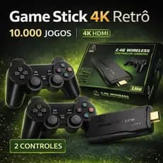 Game Stick 4K 10.000 Jogos Console Retrô HDMI Com 2 Controles Sem Fio Video Game Retro