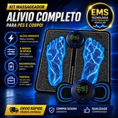 Massageador Elétrico Pés EMS + Tapete Massageador Portátil 19 Níveis USB Alívio Dor Muscular