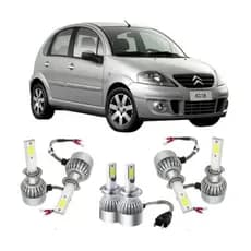 Kit Super Led Citroen C3 2003 à 2012 Farol Alto Baixo e Milha