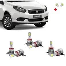 Kit Lâmpadas Super Led Farol Alto Baixo e Milha Fiat Gran Siena