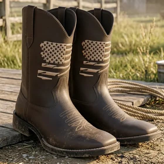 Bota Texana Masculina  Country Cowboy Rodeio Bico Quadrado Conforto Envio Já
