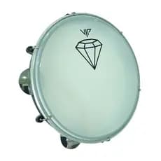 Pandeiro Vip 10 Pele Leitosa Diamante Abs Platinelas Inox Cor Branco