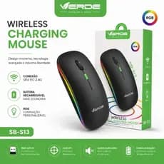 MOUSE SEM FIO RECARREGÁVEL VERDE SB-S13 | BLUETOOTH + USB 2.4G | RGB
