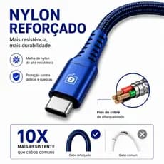 Cabo USB Tipo C 1,5m Reforçado Carregamento Rápido Easy Mobile Start