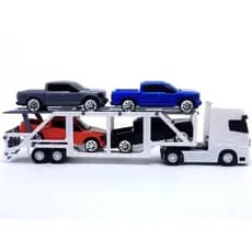 Brinquedo Caminhão Cegonha com 4 Carrinhos Pick-Ups Sortidos Para Meninos