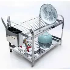 Escorredor de Louça Inox Grande 16 Pratos com Porta Talheres