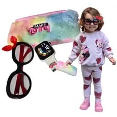 KIT INFANTIL RELOGIO DIGITAL OCULOS SOL BOLSA MAKE BRINQ POLIBRINQ