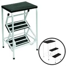 Banqueta Mini Escada Branca Dobrável 3 Degraus Reforçado Pratico