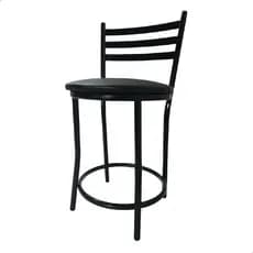 Banco Banqueta Redondo Clássica com Encosto Reforçada 70cm Preto