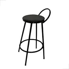 Banqueta Redonda Preto Clássico 50cm Com Apoio Para os Pés Reforçada